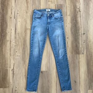 Paige Nico Verdugo Ultra Skinny Jeans Mid Rise Whisker Denim Light Wash size 27
